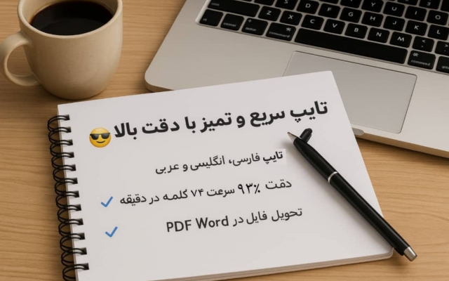 متن ، فایل صوتی و دست نویس و ... شما رو با کیفیت و دقت بالا تایپ کنم